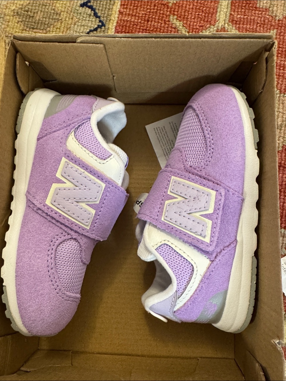New Balance Kids purple Lavender and White Hook & Loop Sneakers